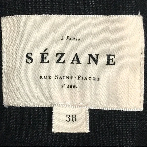 Sezane Christie Blazer Jacket Polka Dot Linen Cotton Suit Coat Black White 38 6 - Picture 7 of 16